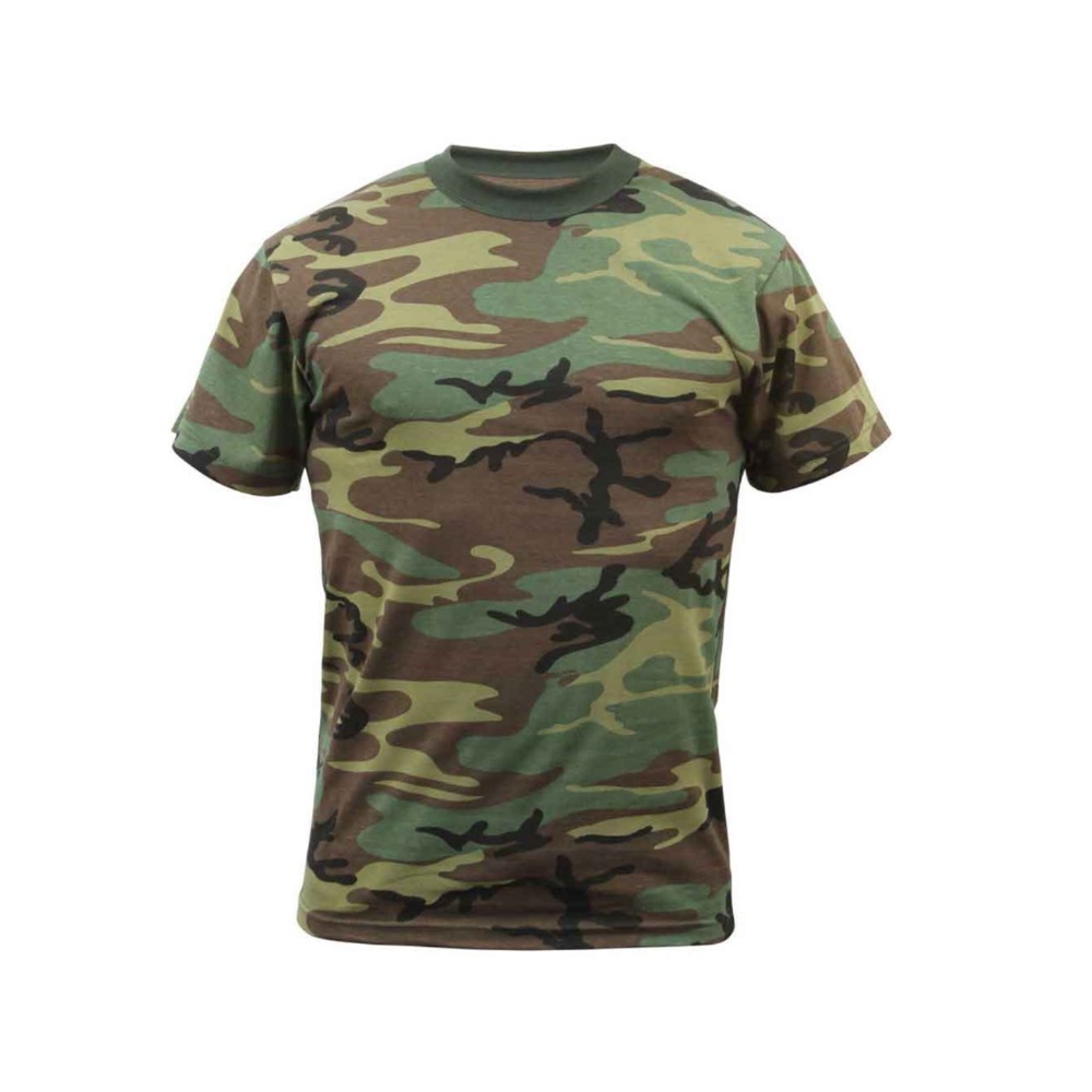 Mens Rothco WOODLAND CAMO Tactical TShirt Military Army Camouflage Various Sizes